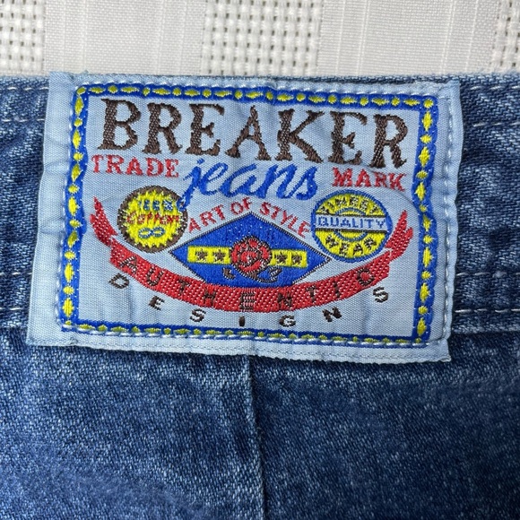 Vintage Breaker Jeans Y2K Wide Leg Denim Pants Stripe Side Size 9/10 - Picture 9 of 17